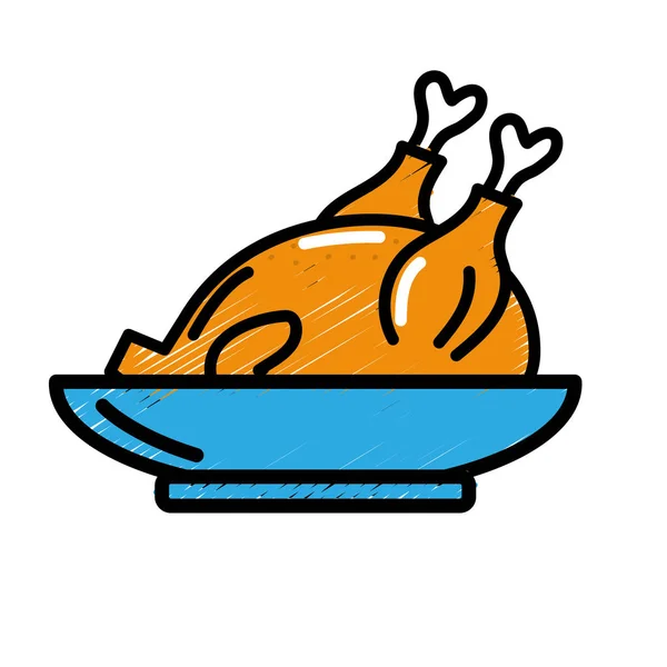 Delicious Chicken Food Natural Nutrients Vector Illustration — ストックベクタ