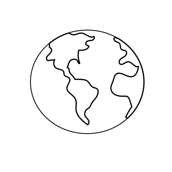Line Global Earth Plenet Mit Geographie Ubication Vektor Illustration — Stockvektor