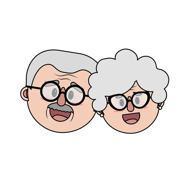 Wajah Pasangan Tua Dengan Gaya Rambut Vektor Ilustrasi - Stok Vektor