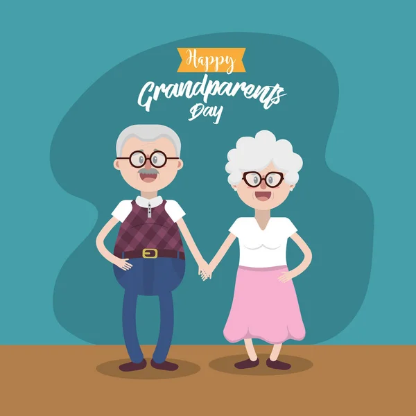 Grandparent Together Glasses Hairstyle Vector Illustration — Stock Vector