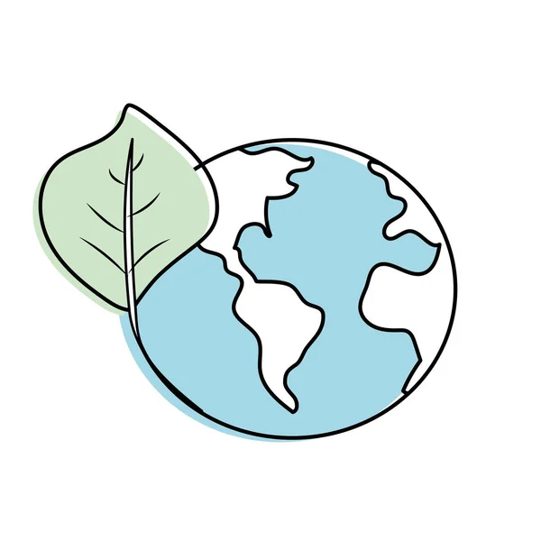 Global Earth Planet Leaf Symbol Environment Care Vector Illustration — 스톡 벡터