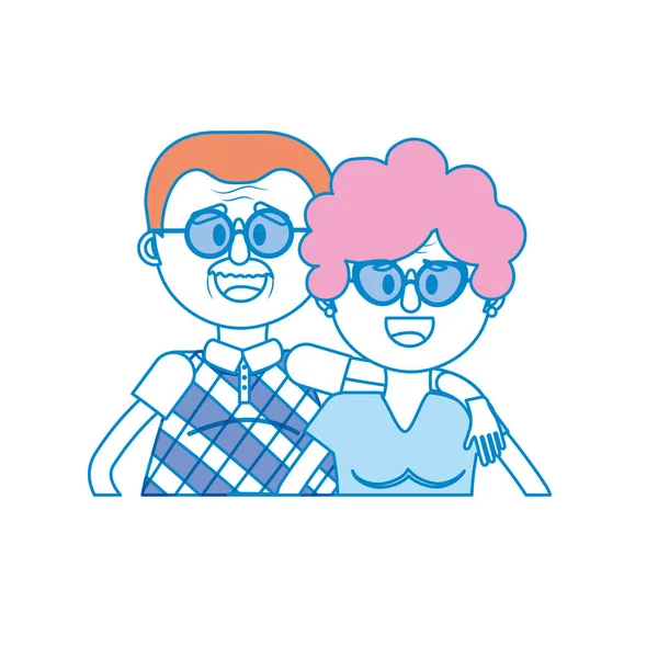 Vieux Couple Avec Coiffure Lunettes Illustration Vectorielle — Image vectorielle