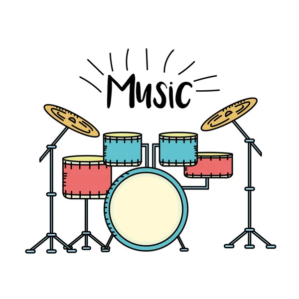 Drums Muziekinstrument Spelen Muziek Vectorillustratie — Stockvector