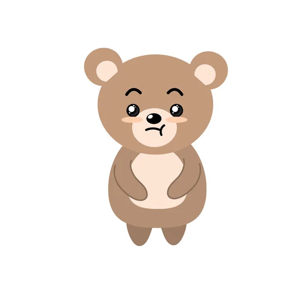 Animal Selvagem Urso Bonito Com Expressão Facial Vetor Ilustração — Vetor de Stock