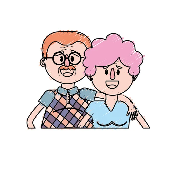 Pasangan Tua Dengan Gaya Rambut Dan Kacamata Vektor Ilustrasi - Stok Vektor
