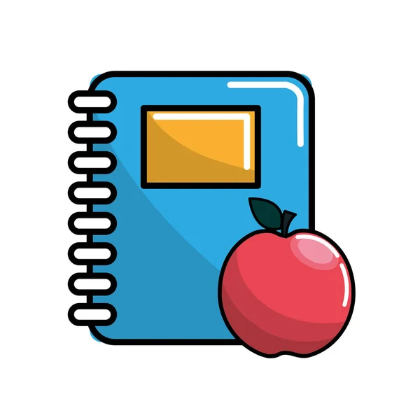 Cuaderno Color Icono Manzana Diseño Ilustración Vectores — Vector de stock