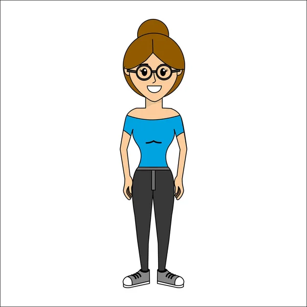 Personnes Femme Avec Tissu Décontracté Lunettes Icône Avatar Illustration Vectorielle — Image vectorielle