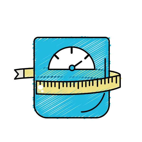 Weight Machine Measuring Have Healthy Life Vector Illustration — Stok Vektör