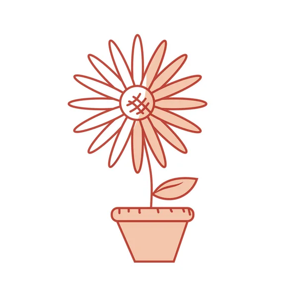 Silhouette Schöne Sonnenblume Blumentopf Vektor Illustration — Stockvektor