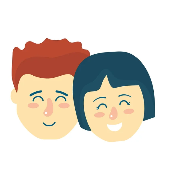 Cabeza Pareja Avatar Con Diseño Peinado Vector Ilustración — Vector de stock