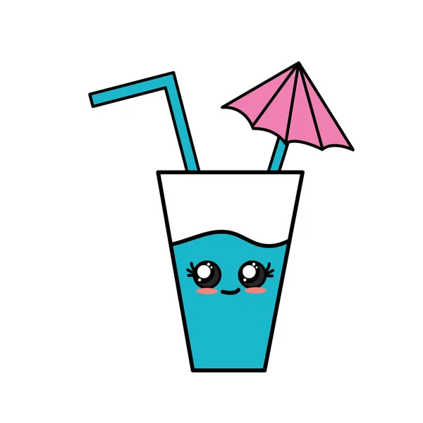 Illustration Vectorielle Verre Eau Tendre Mignon Kawaii — Image vectorielle