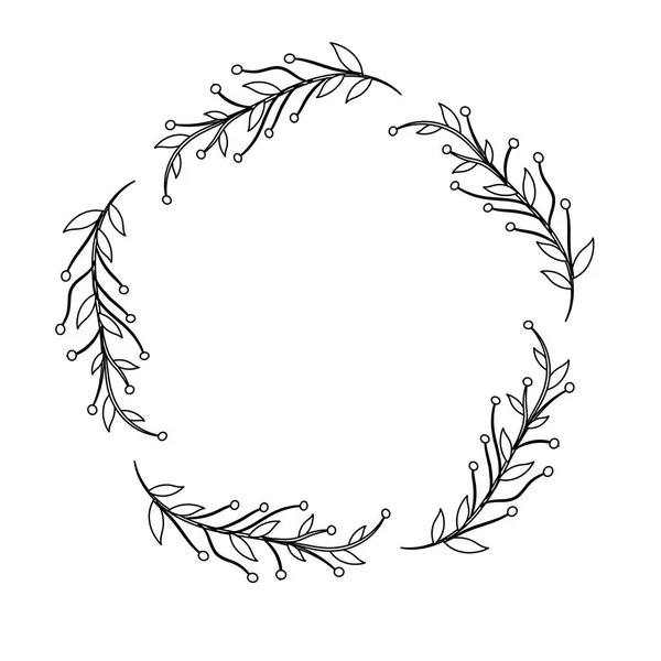 Zweige Mit Blättern Und Blumen Dekoration Vektor Illustration — Stockvektor