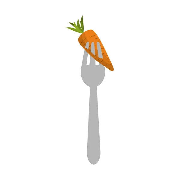 Fresh Carrot Vegetable Fork Utensil Vector Illustration — Stock Vector