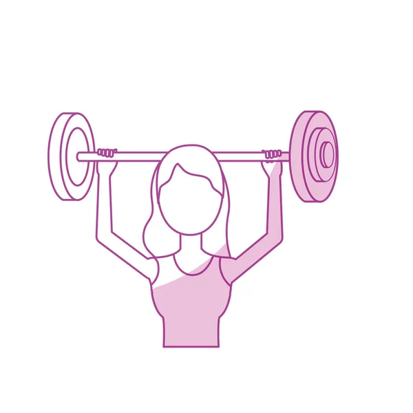 Silhouette Woman Dumbbell Exercise Vector Illustration — Stock Vector