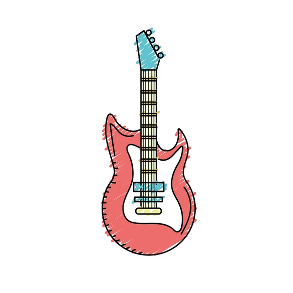 Instrumen Musik Gitar Listrik Untuk Memutar Musik Vektor Ilustrasi - Stok Vektor