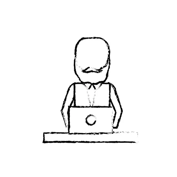 Figura Profissional Empresário Com Laptop Trabalho Corporativo Vetor Ilustração —  Vetores de Stock