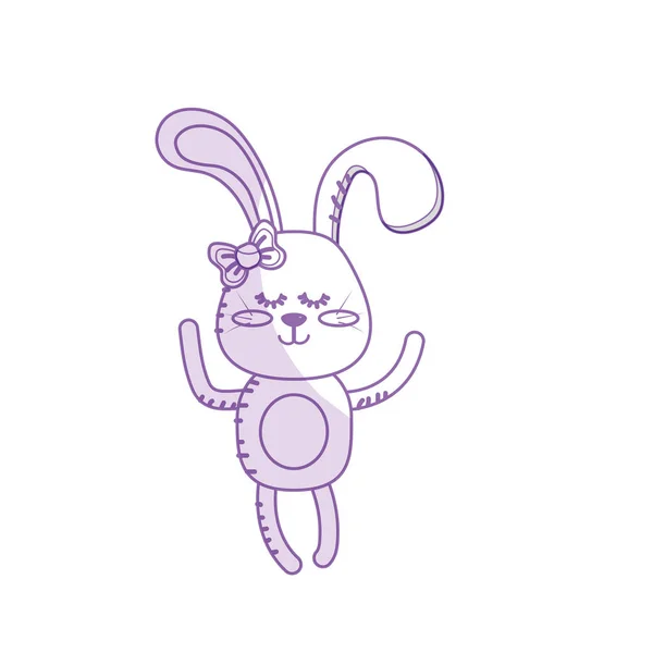 Silhouette Cute Rabbit Girl Wild Animal Character Vector Illustration — Stock Vector