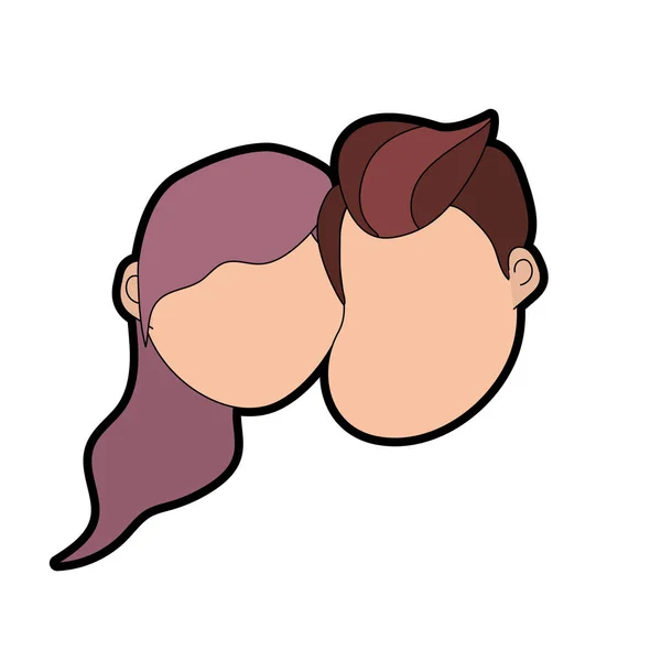 Rosto Casal Avatar Com Desenho Penteado Ilustração Vetorial — Vetor de Stock