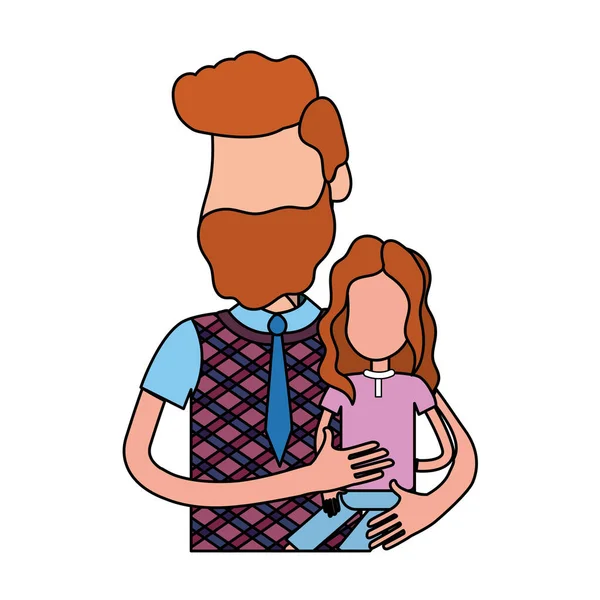 Buen Padre Llevando Hija Las Manos Ilustración Vectorial — Vector de stock