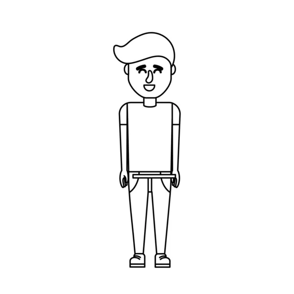 Ligne Homme Mignon Avec Illustration Vectorielle Conception Coiffure — Image vectorielle
