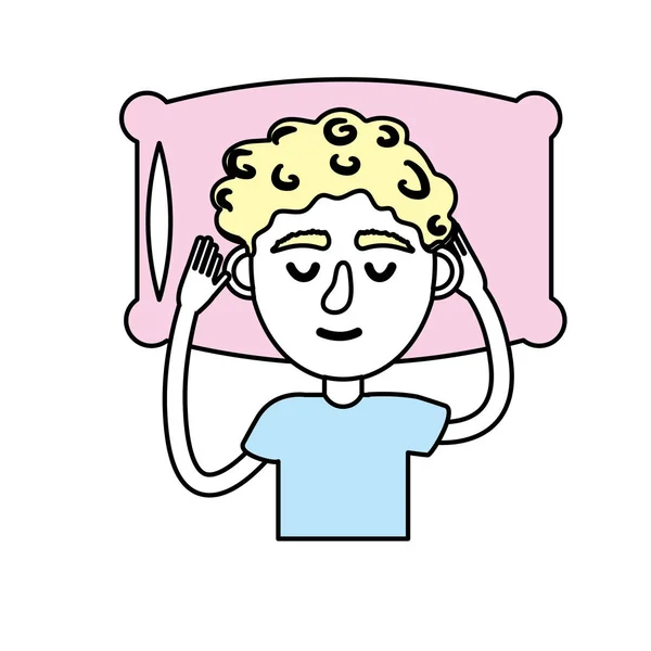 Homem Com Penteado Desing Adormecido Vetor Ilustração — Vetor de Stock