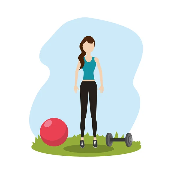 Mulher Estilo Vida Saudável Para Fazer Exercício Vetor Ilustração — Vetor de Stock