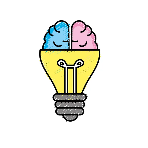 Bulbo Con Cerebro Idea Creativa Vector Ilustración — Archivo Imágenes Vectoriales