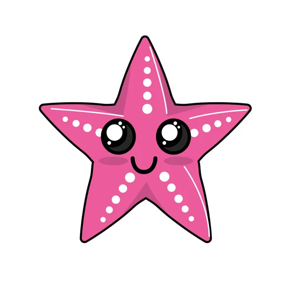 Kawaii Niedlich Glücklich Starsish Emoji Vektor Illustration — Stockvektor