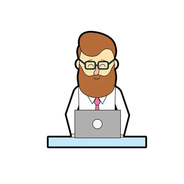 Profesional Businessman Laptop Corporate Job Vector Illustration — Stock Vector