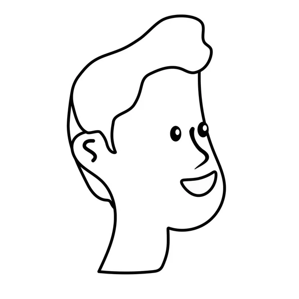 Line Happy Nice Head Man Hairstyle Vector Illustration — Stock Vector