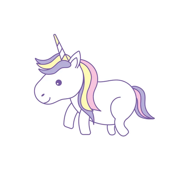 Bel Unicorno Con Corno Acconciatura Disegno Vettoriale Illustrazione — Vettoriale Stock