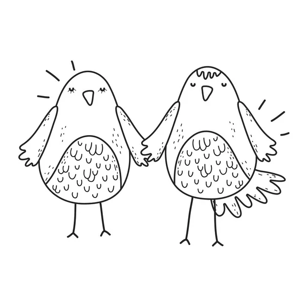 Valentinstag Grußkarte Mit Vögeln Vektorillustration — Stockvektor