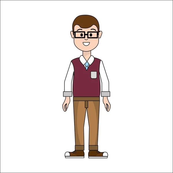 Personas Hombre Con Tela Casual Con Gafas Avatar Icono Vector — Vector de stock