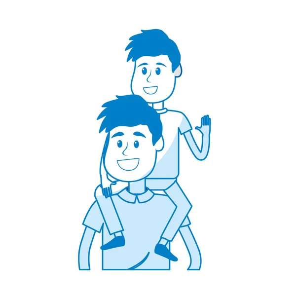 Silhouette Nice Father Carrying His Son Hands Vector Illustration — ストックベクタ