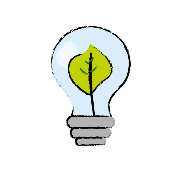 環境ケア ベクトル図の内側の葉を使ってエネルギー電球 — ストックベクタ