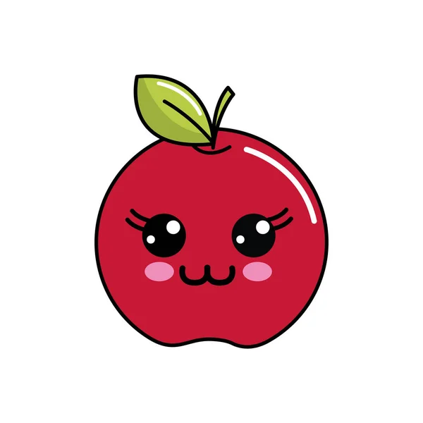 Színes Kawaii Boldog Apple Ikonra Vektoros Illusztráció Design — Stock Vector