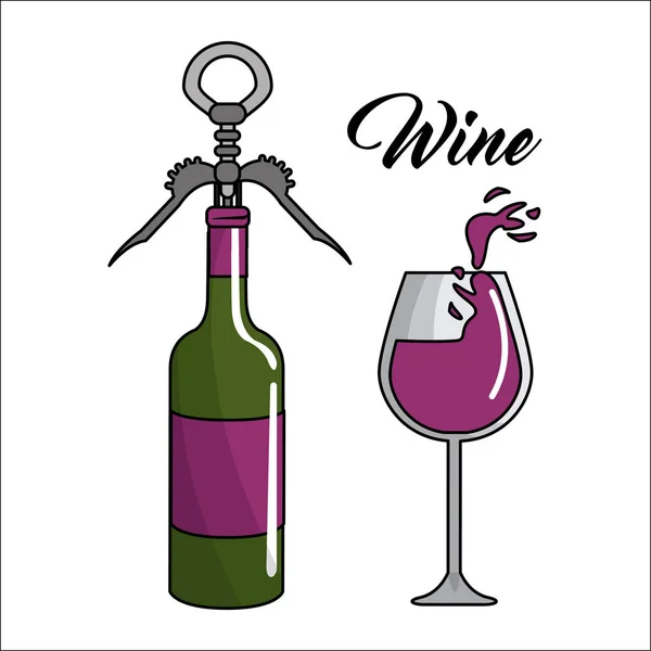 ガラスの飛散やワインのボトルを取り出すコルク ベクトル イラスト デザイン — ストックベクタ