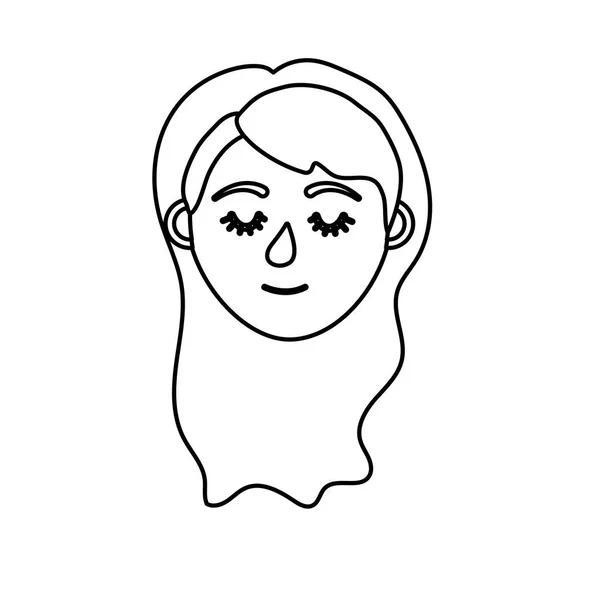 Женская Голова Закрытыми Глазами Вектор Прически — стоковый вектор