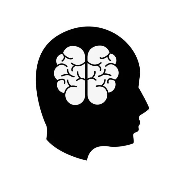 Contour Noir Personne Santé Mentale Avec Cerveau Illustration Vectorielle — Image vectorielle