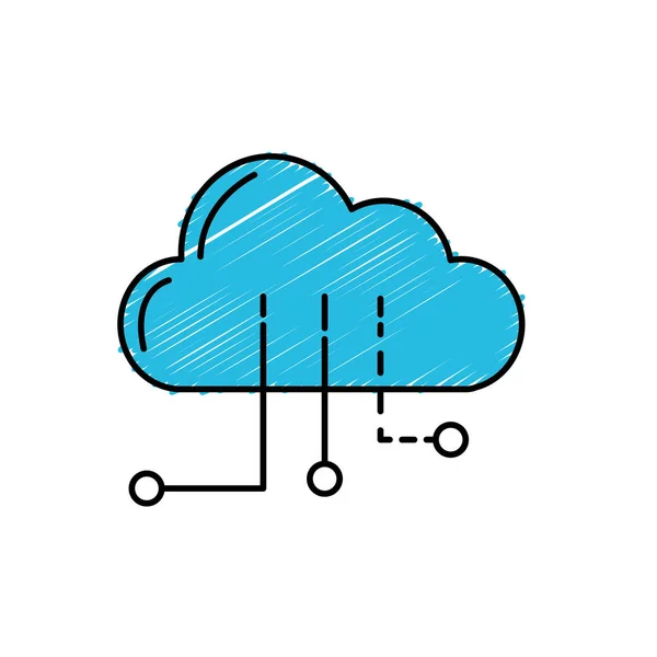 Dati Cloud Con Circuiti Illustrazione Vettoriale Connessione Digitale — Vettoriale Stock