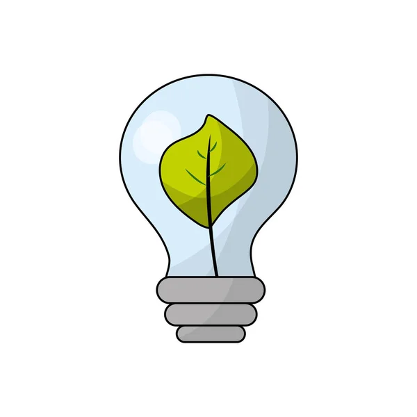 Energy Bulb Leaf Environment Care Vector Illustration — Stockvector