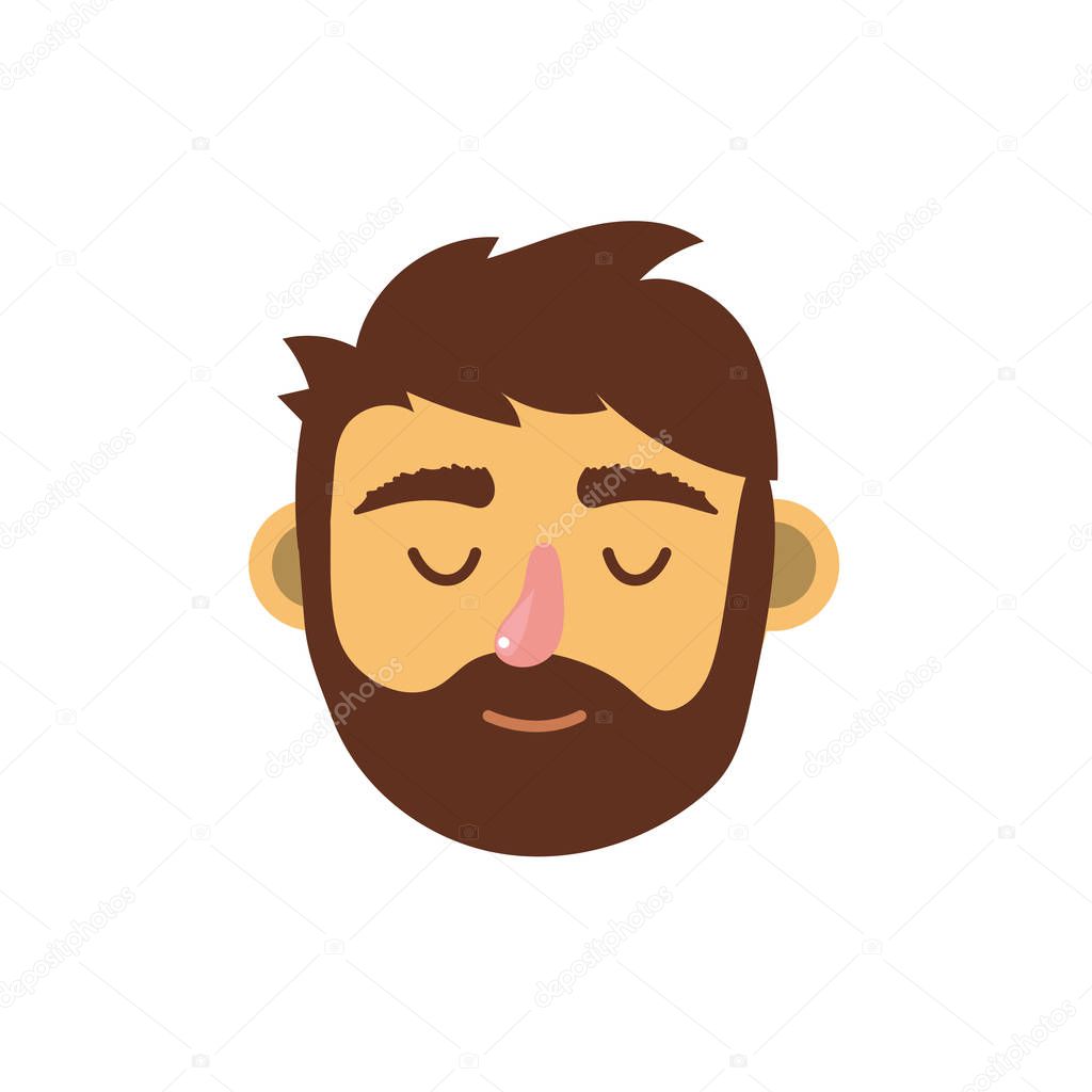 man head with closed eyes and hairstyle vector illustration