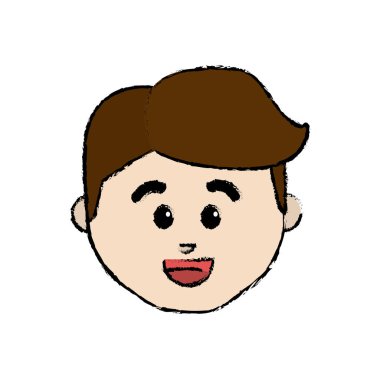 çizgi çizgi film adam yüz mutlu ifade, vektör çizim