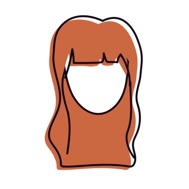 sevimli kadın yüz saç modeli, vektör çizim ile