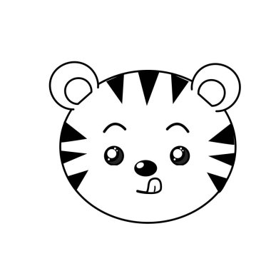 satır sevimli vahşi hayvan yüz ifade vektör çizim ile