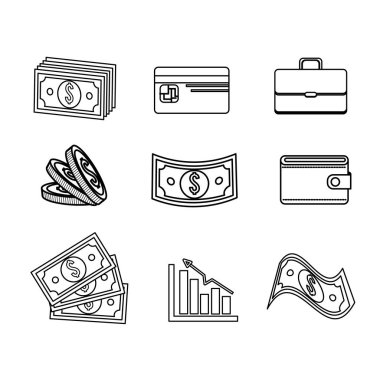 satır genel sikke ve faturaları para araçları ile kaydetmek, illüstrasyon vektör