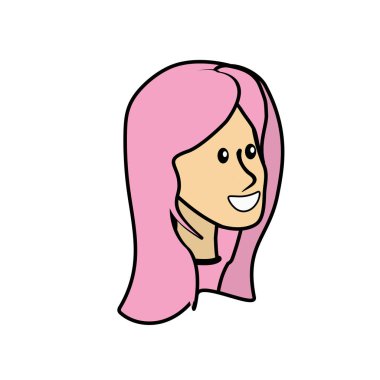 mutlu sevimli kadın yüz saç modeli, vektör çizim ile