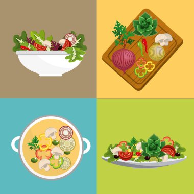 delicious fresh vegetable healthy and soup, vector illustration