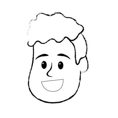 Şekil mutlu ve güzel saç modeli, vektör çizim kafa adam
