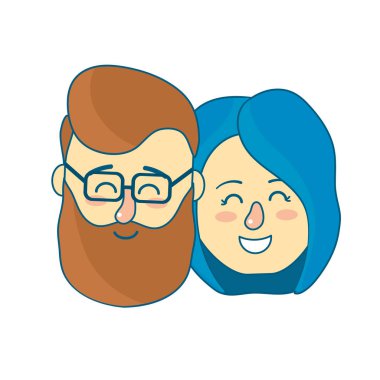 Avatar çift kafa saç modeli tasarımı ile illüstrasyon vektör